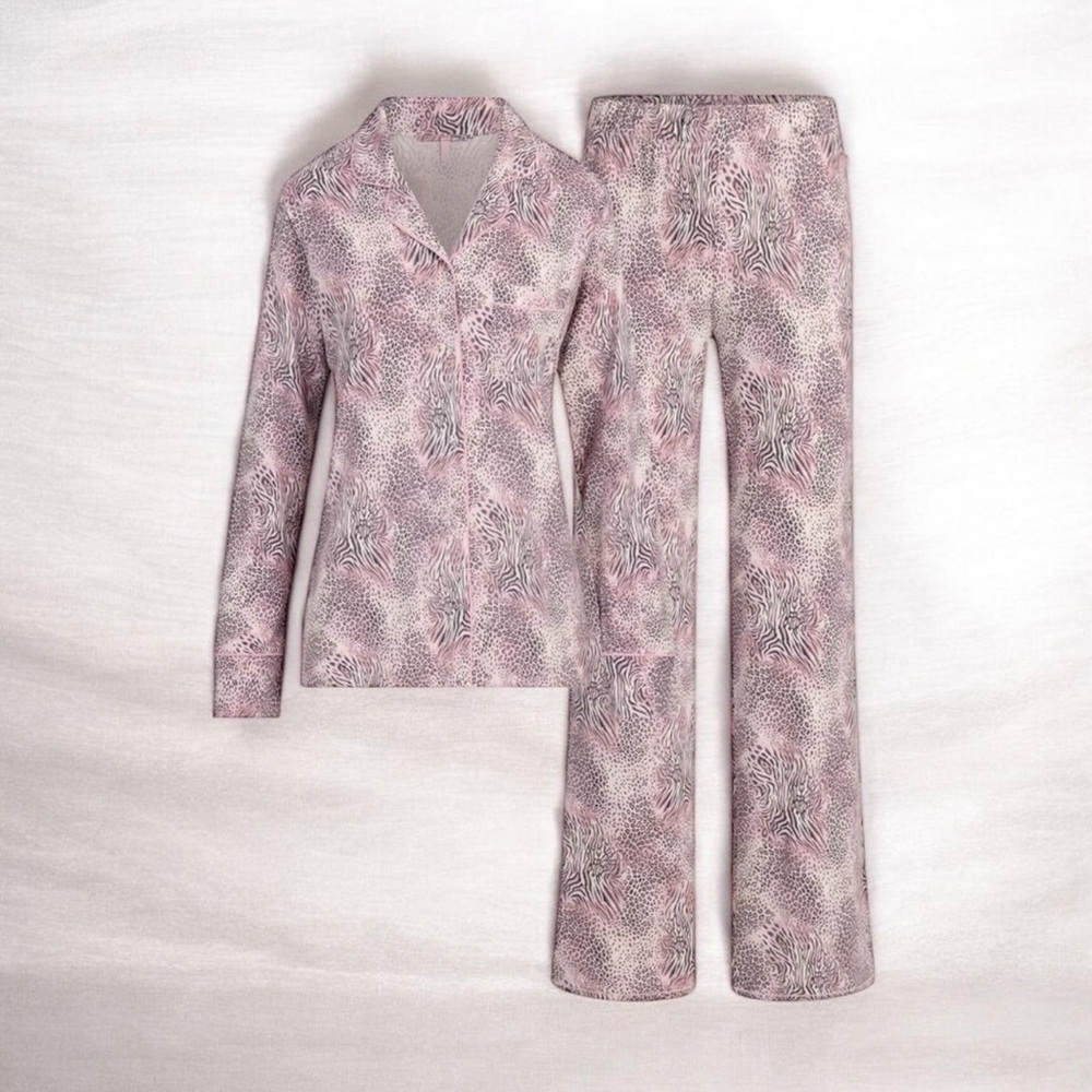 SKIMS LONG SLEEVE BUTTON UP SET Sz Small Limited Edition Bloom Mini Multi Animal